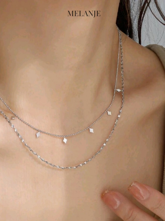 Double-Layered Stainless Steel Silver Necklace