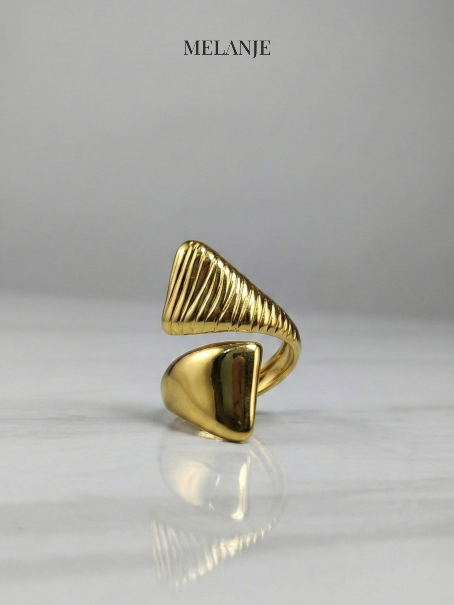 Stainless Steel Chunky Gold Statement Ring