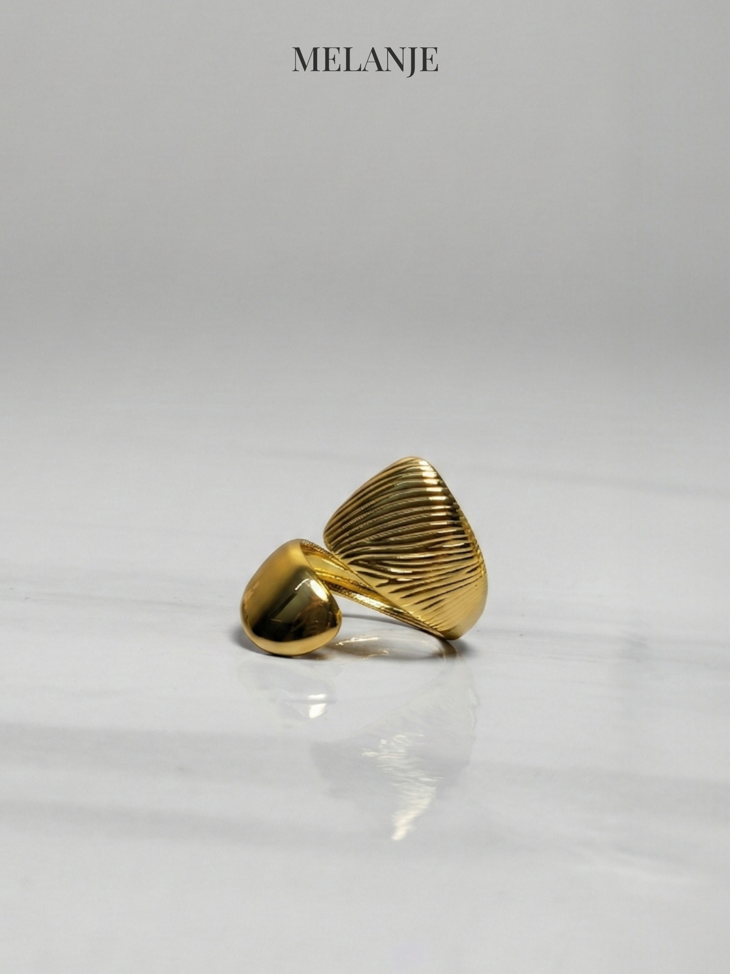 Stainless Steel Chunky Gold Statement Ring