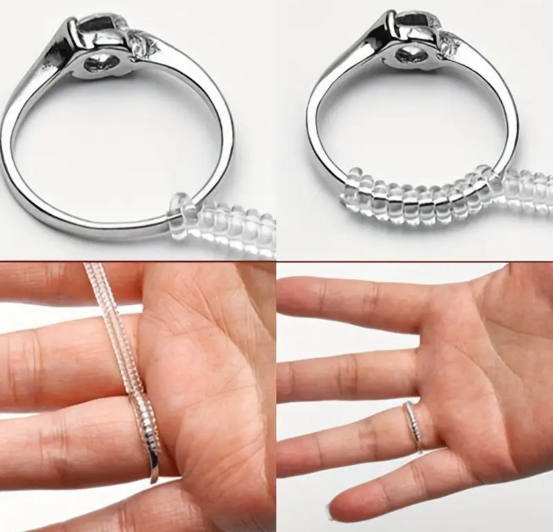 1 Piece Rubber Transparent Spiral Ring Adjuster