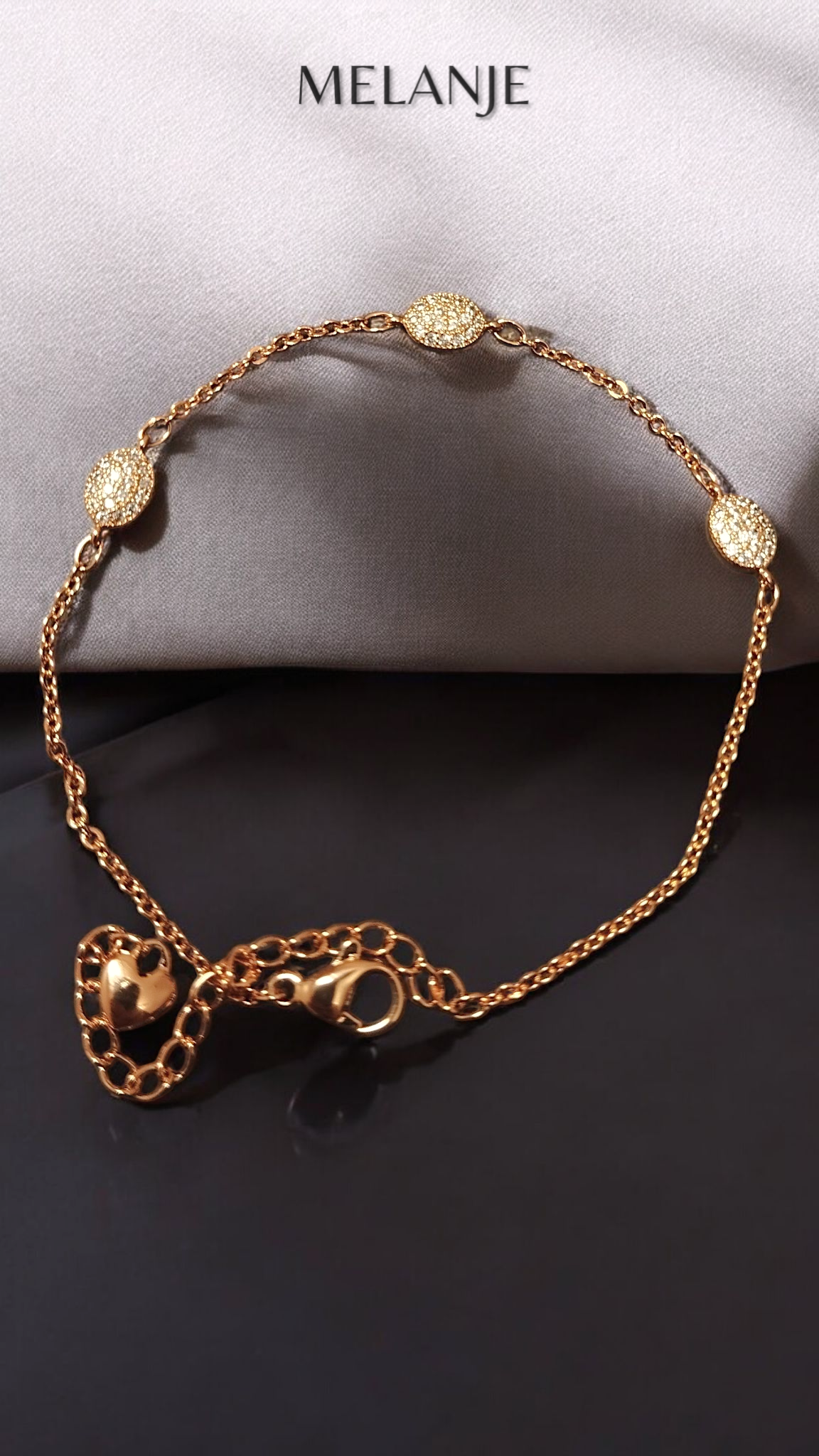 Cubic Zirconia Embedded Oval Cut Rose Gold Dainty Bracelet