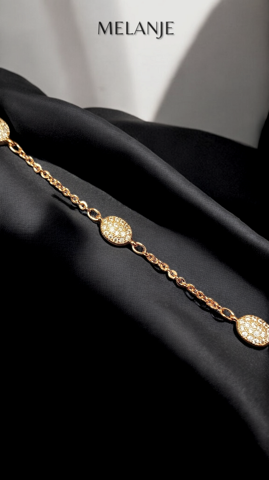 Cubic Zirconia Embedded Oval Cut Rose Gold Dainty Bracelet