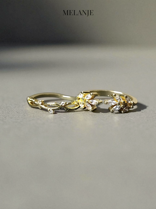 2-Piece Stackable Branch & Leaf Ring Set