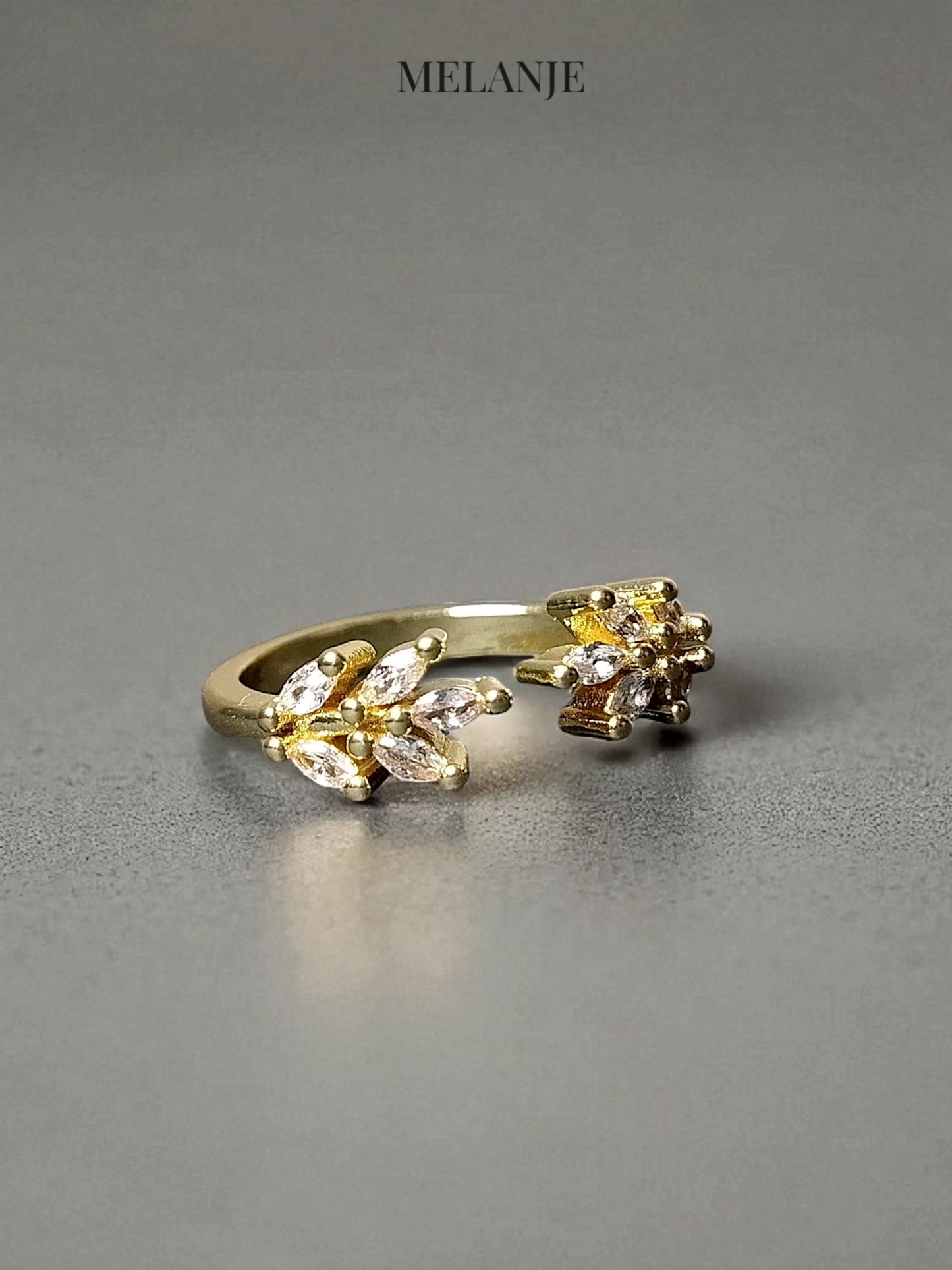 2-Piece Stackable Branch & Leaf Ring Set