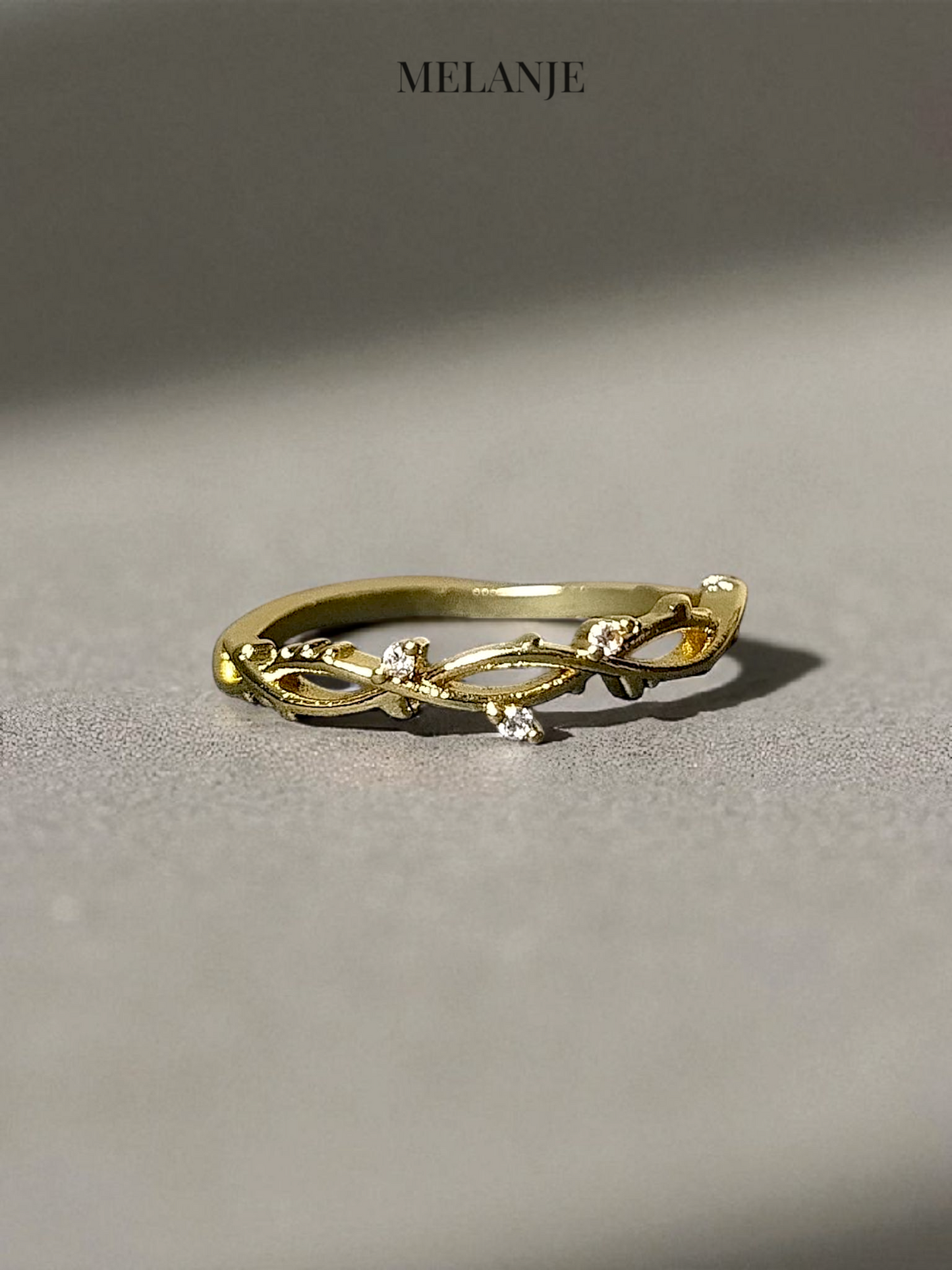 2-Piece Stackable Branch & Leaf Ring Set