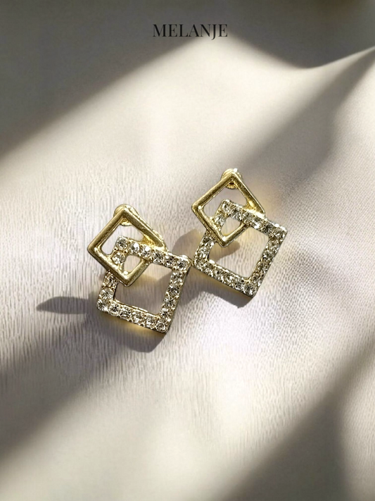 Geometric Diamond-Shaped Stud Earrings
