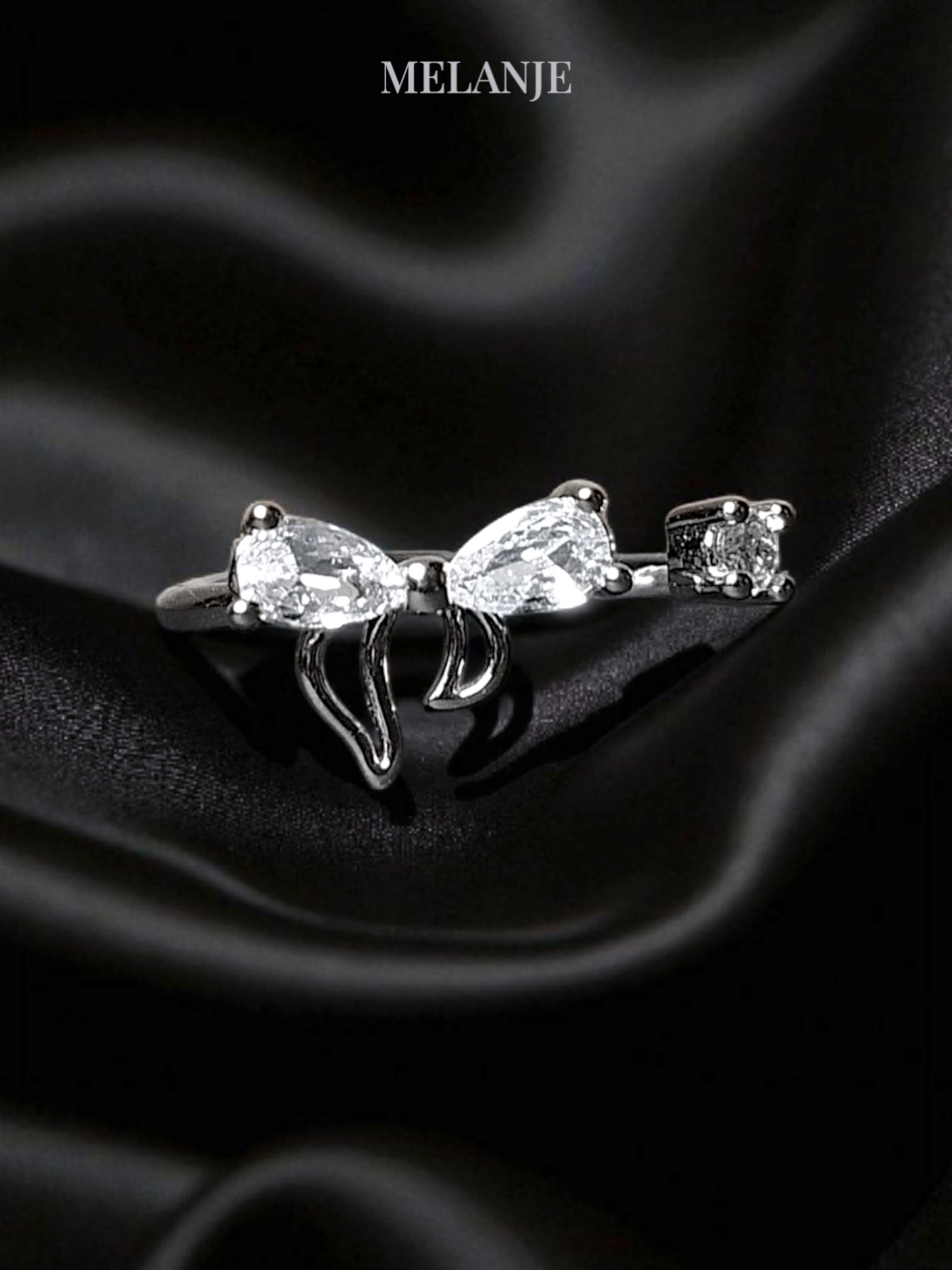 Minimal Bow Cubic Zirconia Adjustable Ring