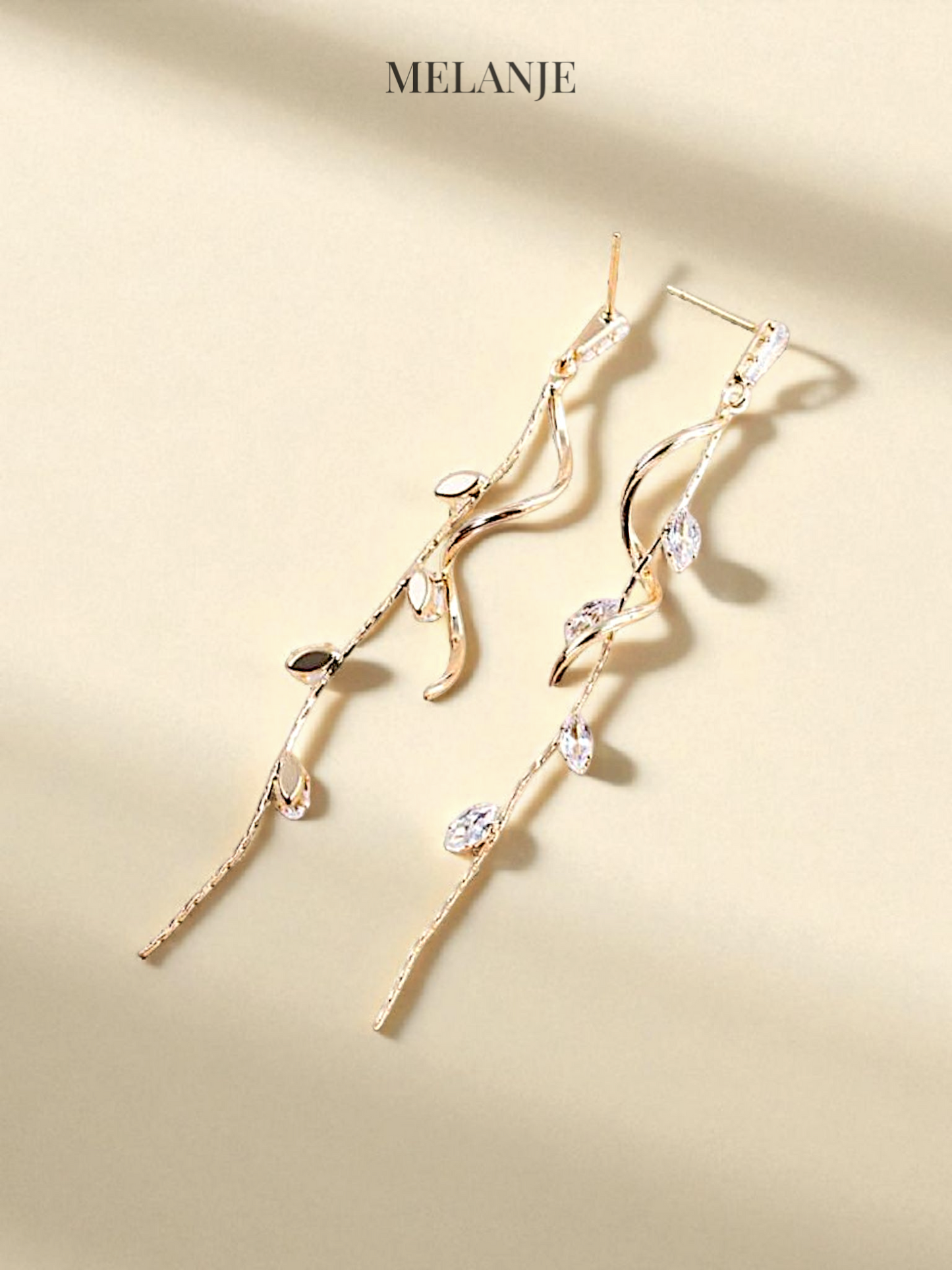 Luxury Leaf Tassel Chain Gold Earrings
