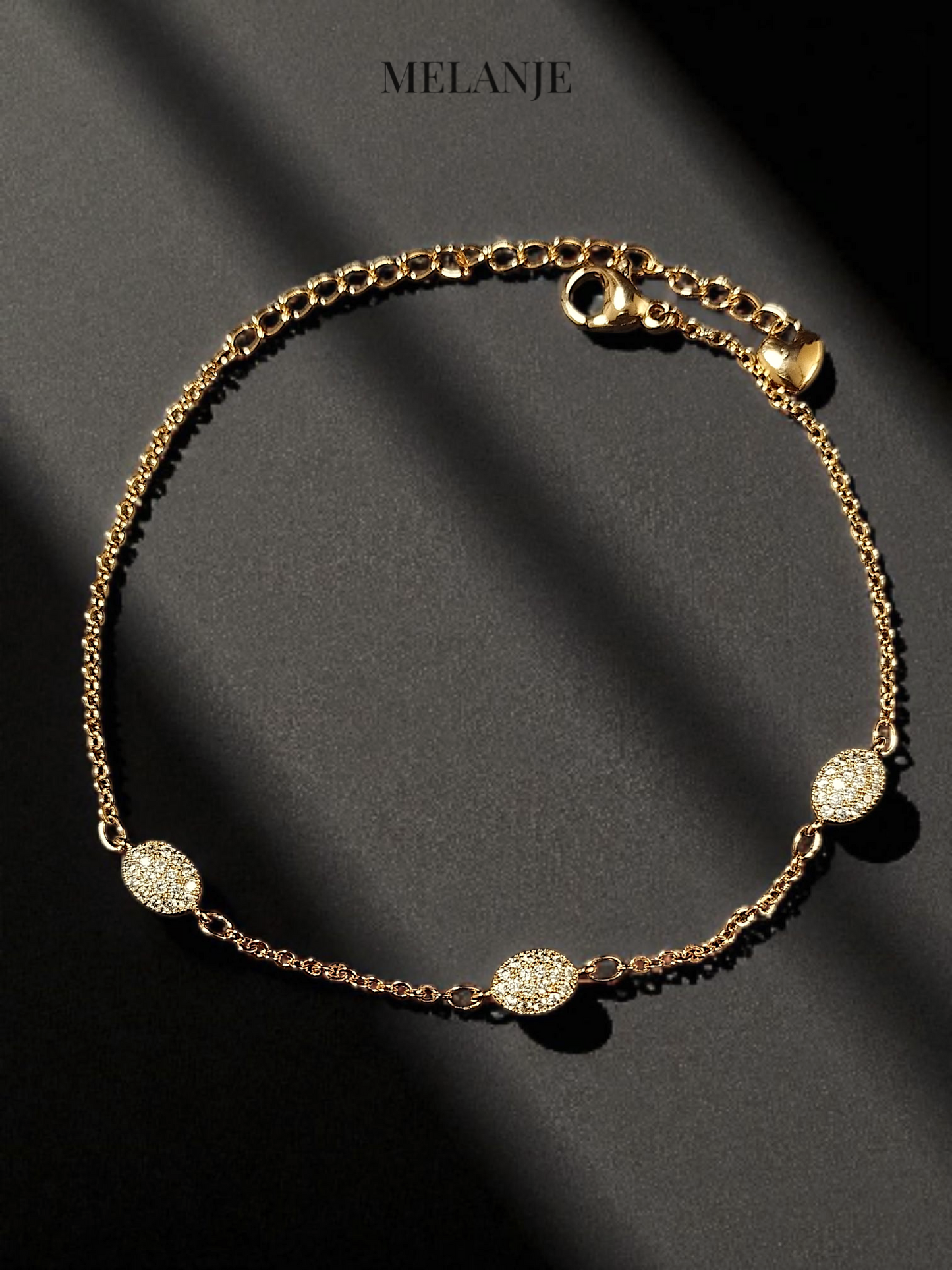 Cubic Zirconia Embedded Oval Cut Rose Gold Dainty Bracelet