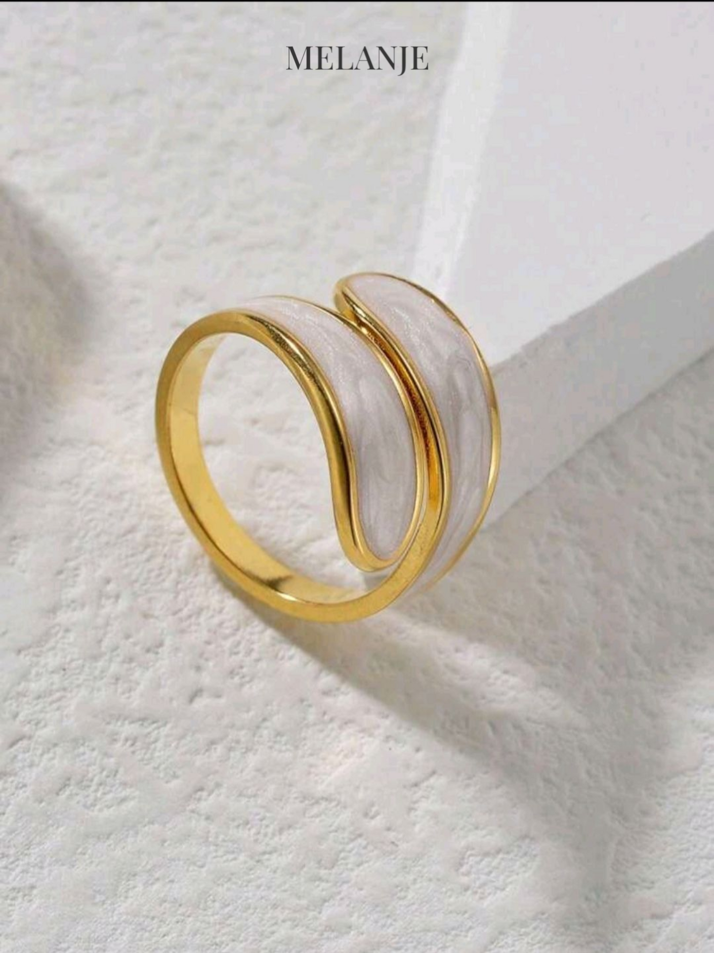 Marble Detailing Adjustable Cuff Ring