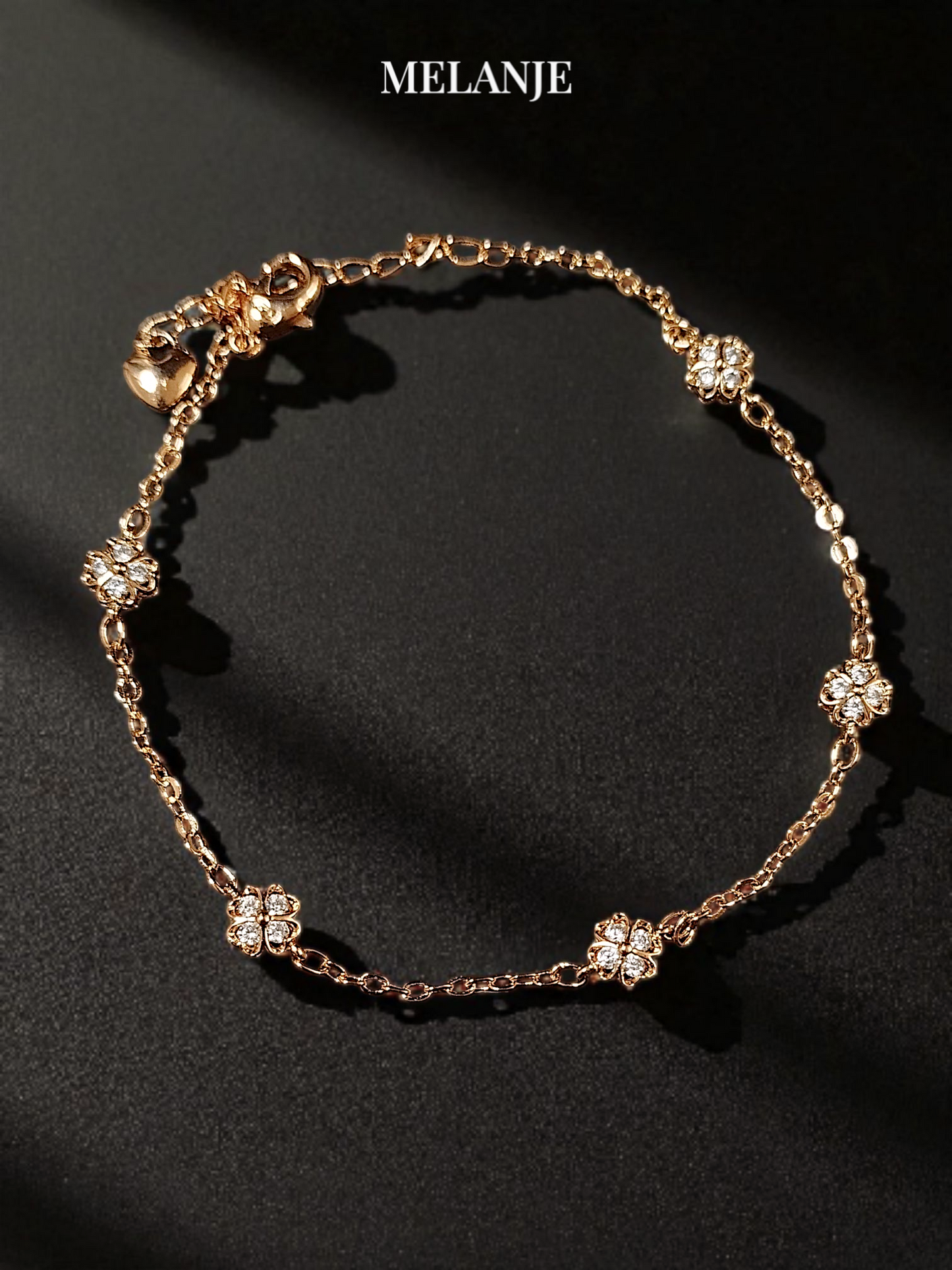 Rose Gold Plated Four Leaf Clover Dainty Bracelet