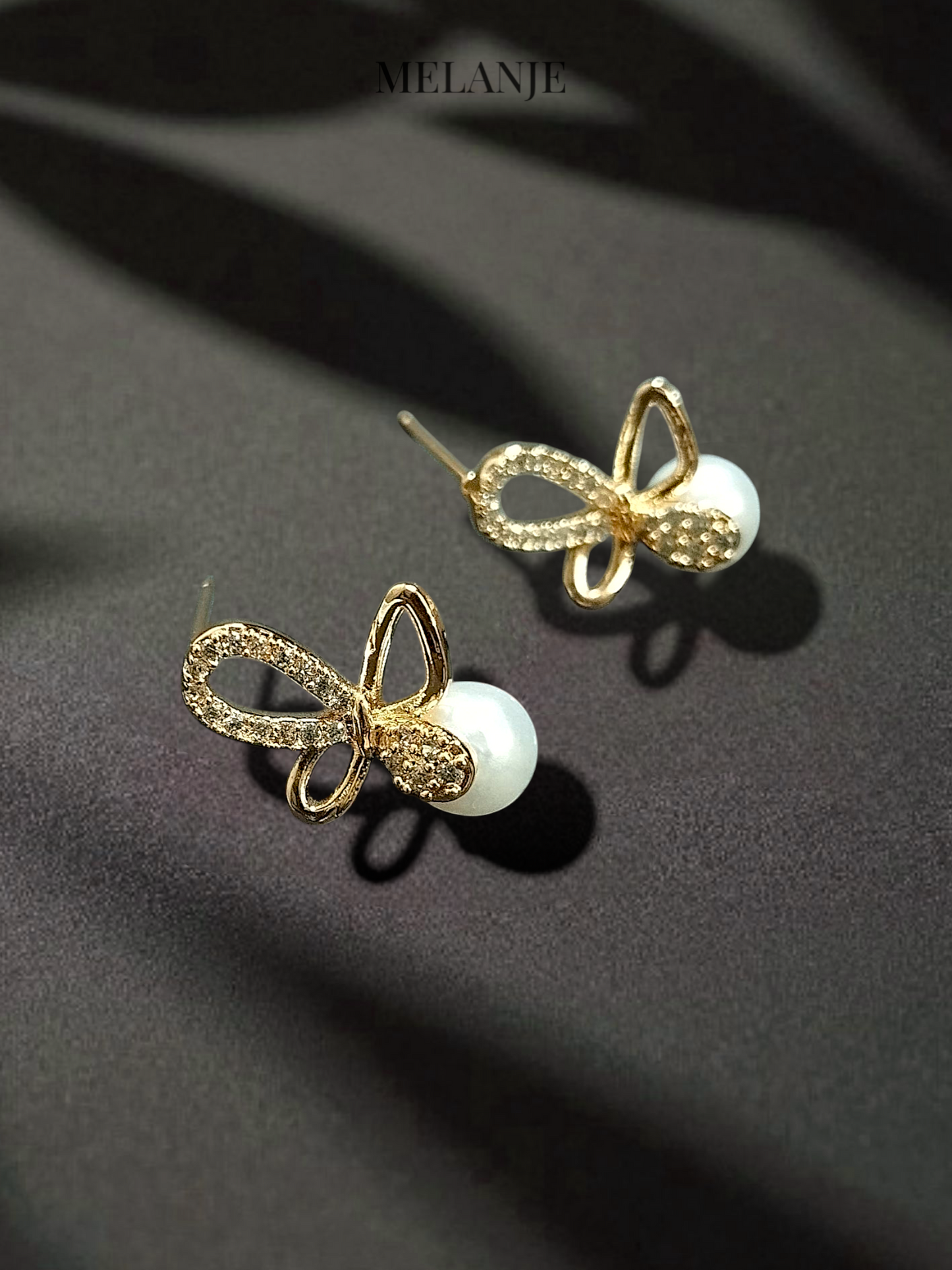 Minimal Butterfly Charm Gold Stud Earrings