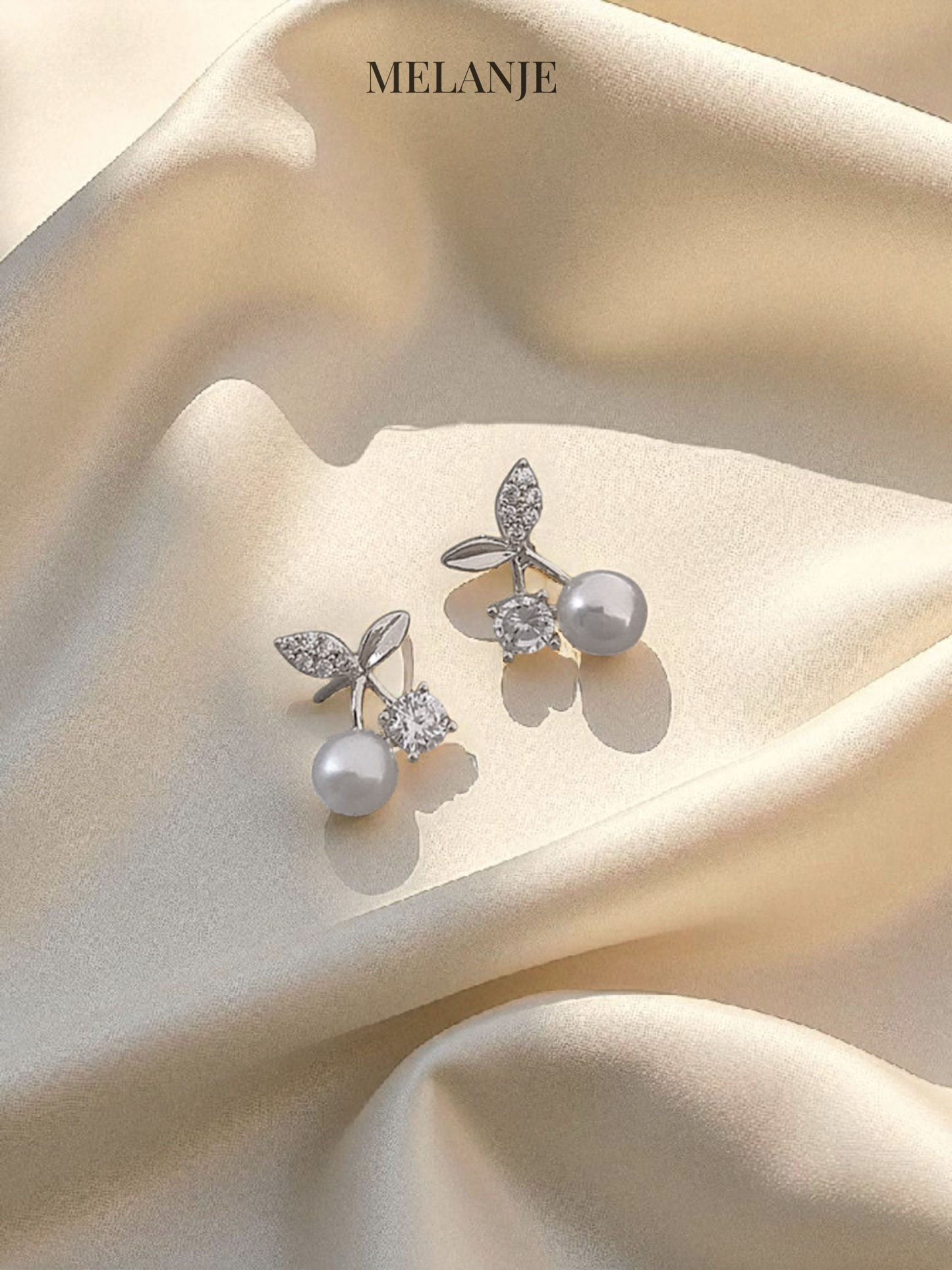 Minimalistic Cherry Pearl Silver Stud Earrings