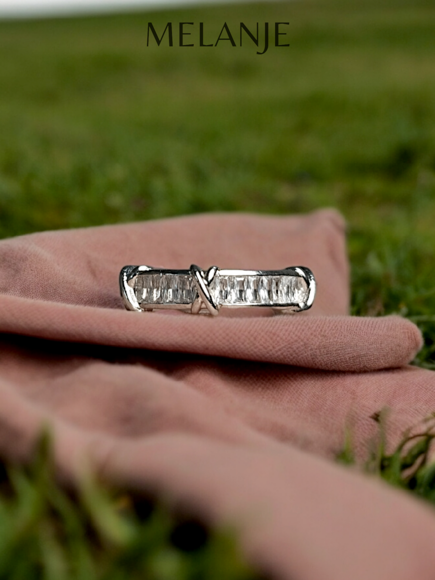 Sterling Silver Clear Tapered Zircon Luxury Adjustable Band Ring