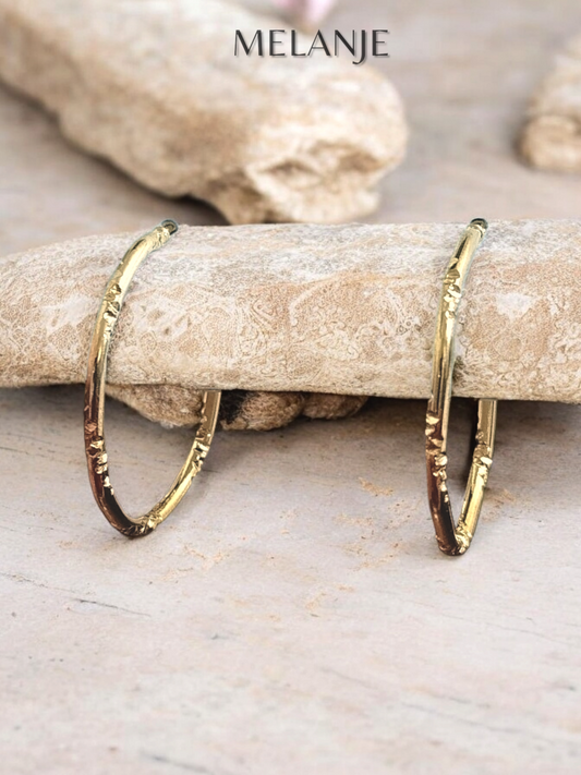 Bamboo Style Thin Gold Hoop Earrings