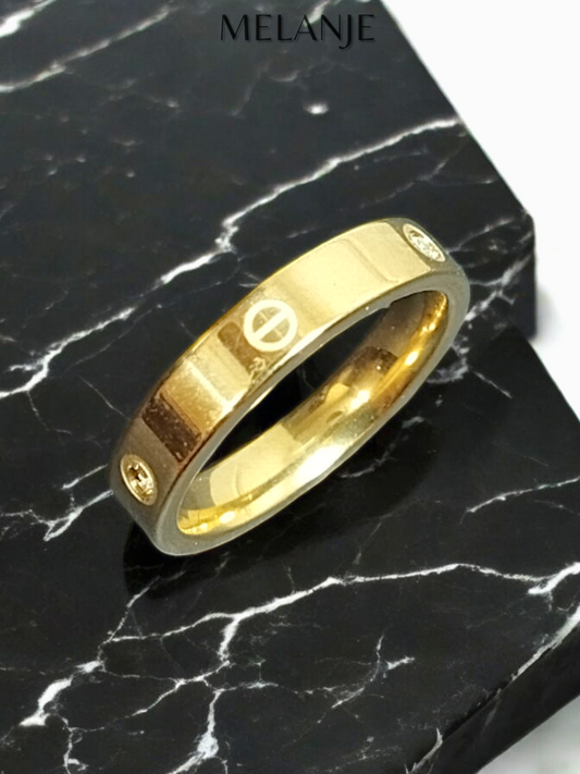 Unisex Stone Gold Band Ring