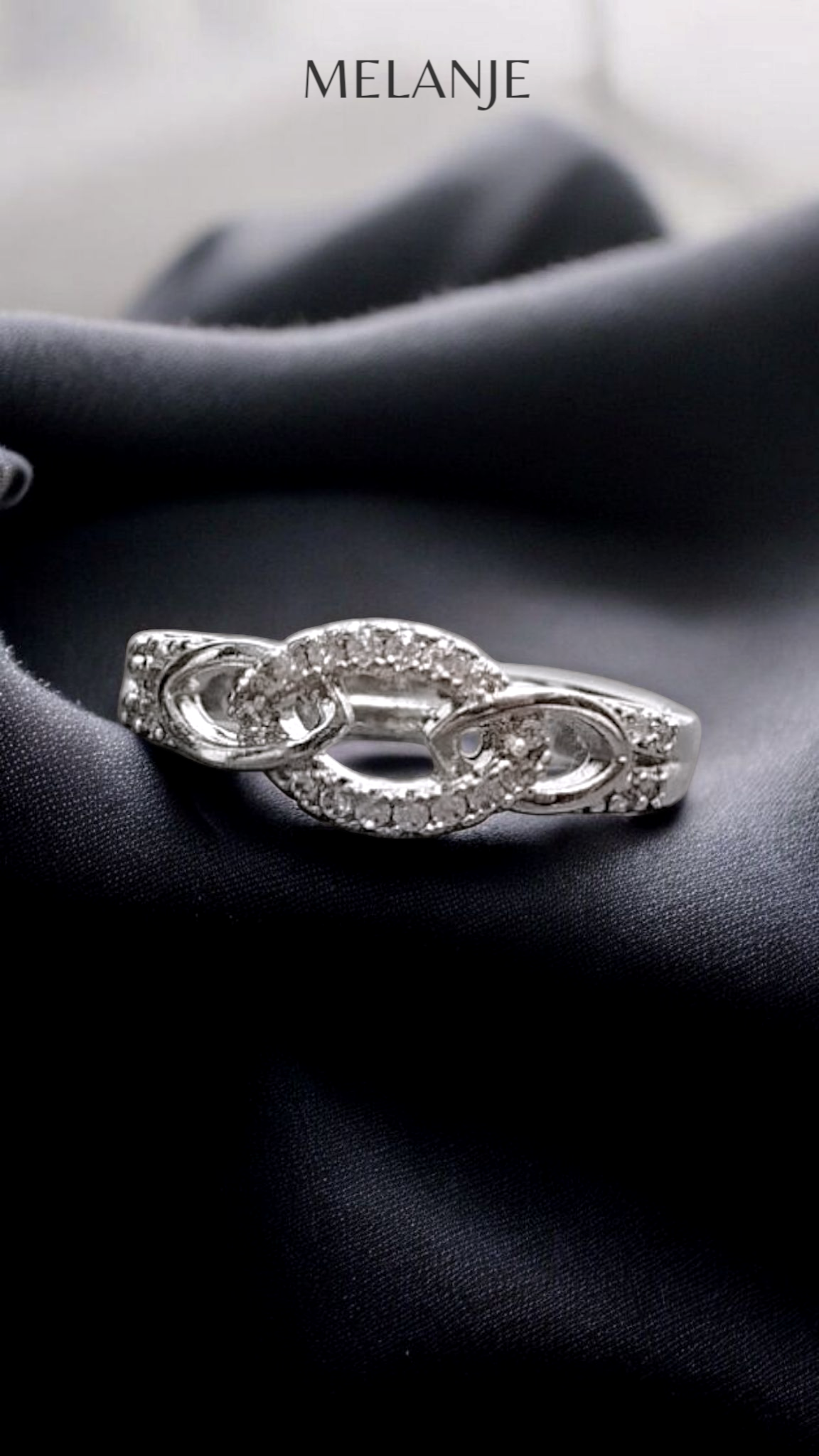 Marquise Cut Interlinked Design Cubic Zirconia Adjustable Ring