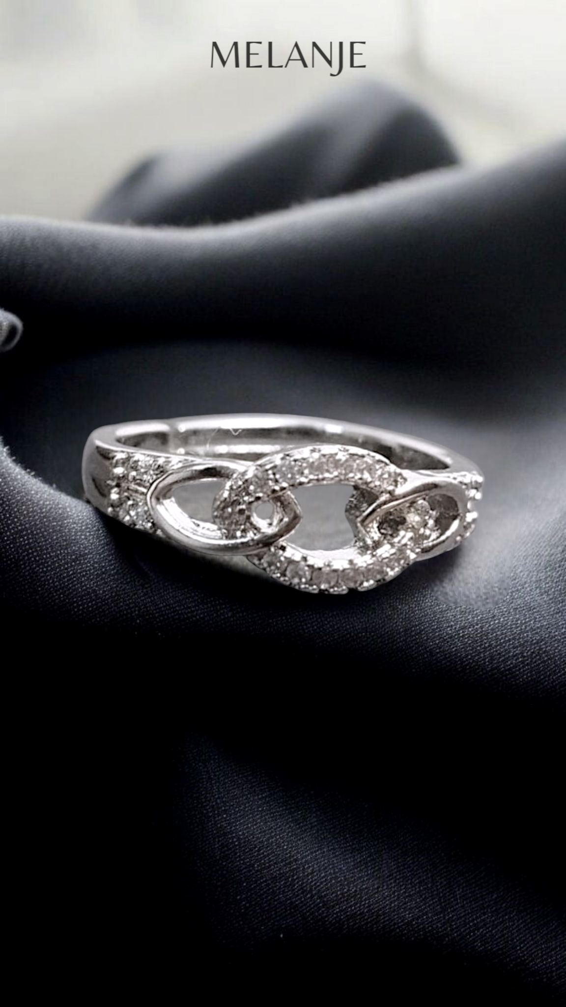 Marquise Cut Interlinked Design Cubic Zirconia Adjustable Ring