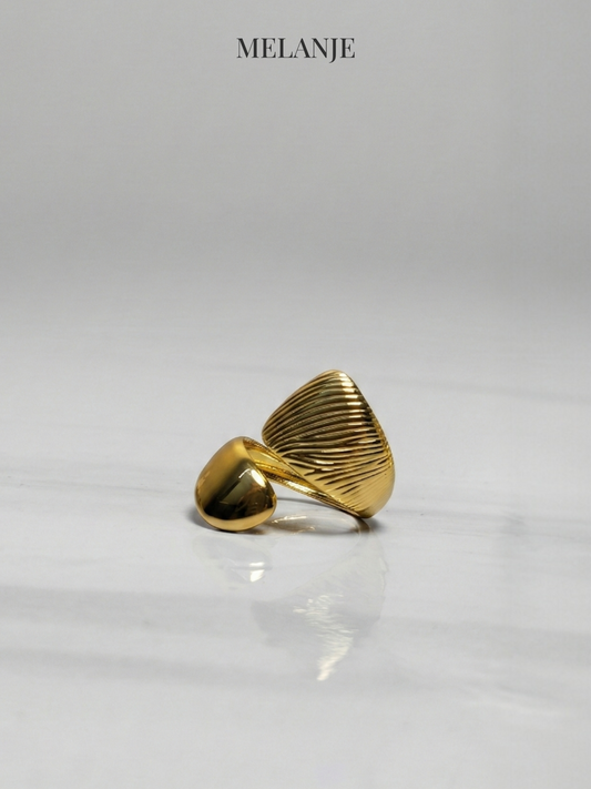Stainless Steel Chunky Gold Statement Ring