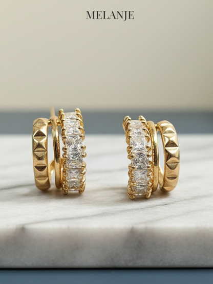 Sterling Silver & Gold Plated Open Hoop Statement Earrings