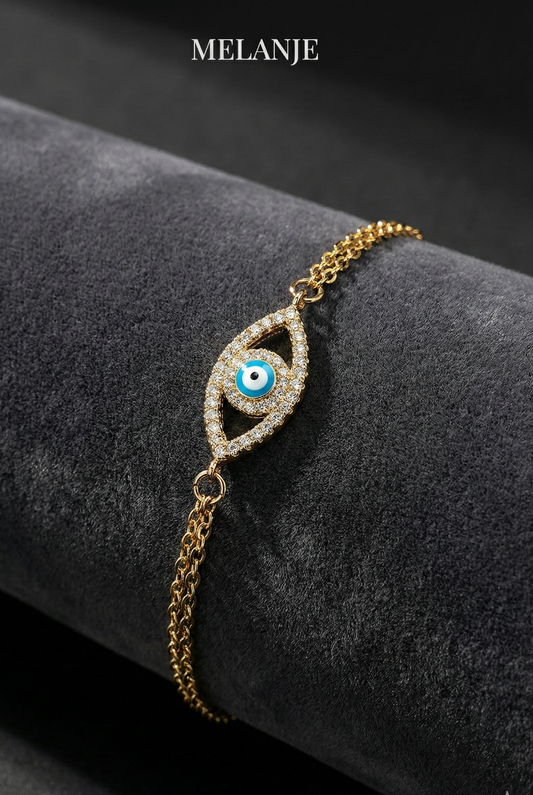 Dual Chain Center Eye Charm Bracelet