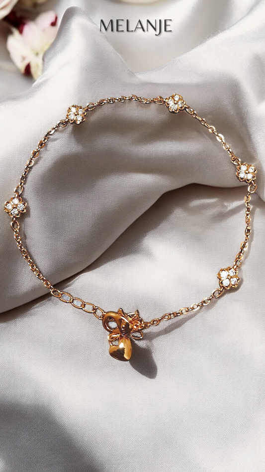 Rose Gold Plated Four Leaf Clover Dainty Bracelet