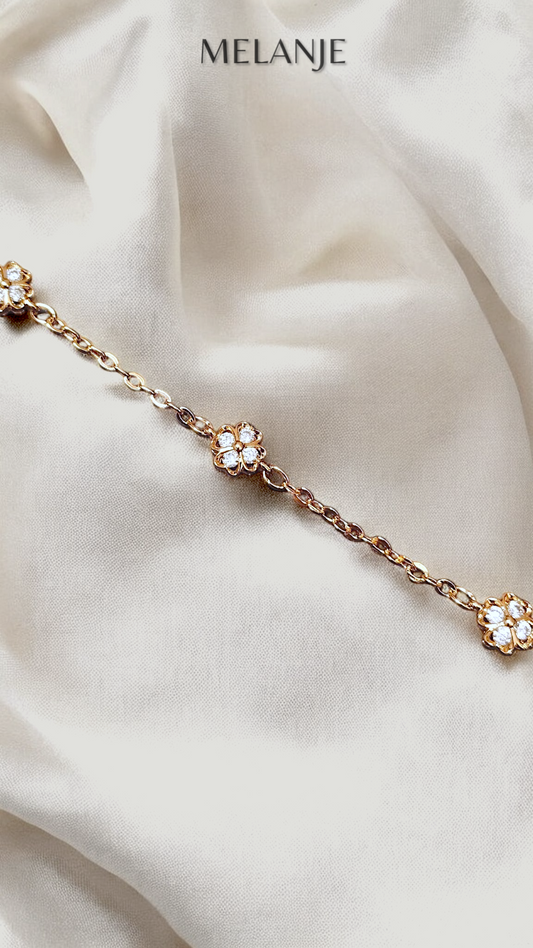 Rose Gold Plated Four Leaf Clover Dainty Bracelet