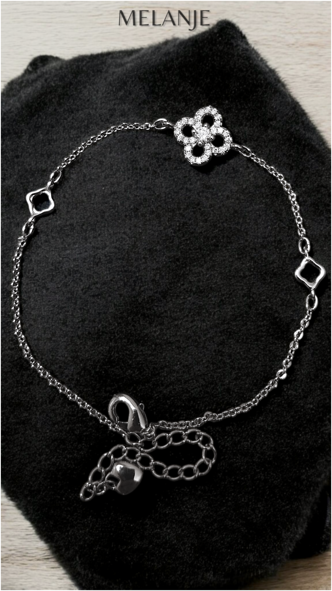Sterling Silver Adjustable Clover Bracelet