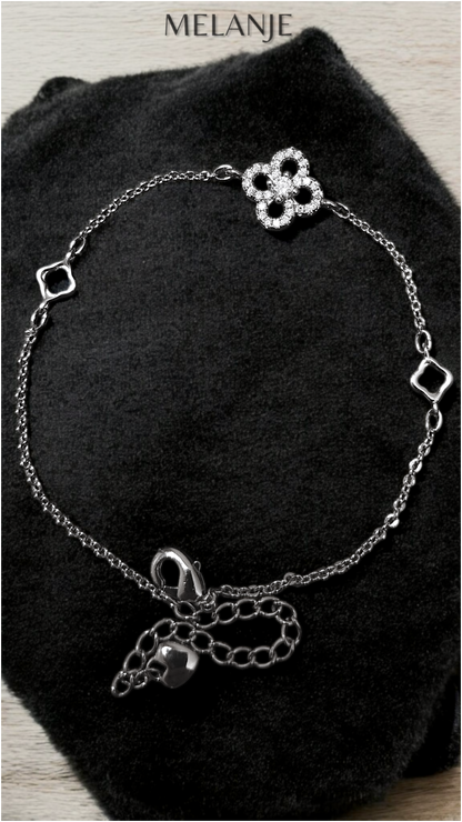 Sterling Silver Adjustable Clover Bracelet