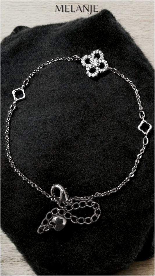 Sterling Silver Adjustable Clover Bracelet