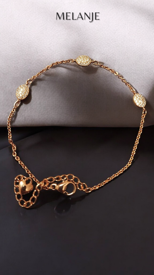 Cubic Zirconia Embedded Oval Cut Rose Gold Dainty Bracelet