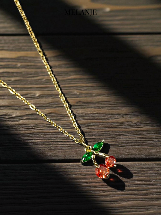 Minimal Cherry Charm Pendant Necklace