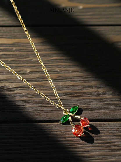 Minimal Cherry Charm Pendant Necklace