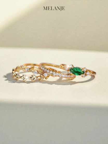 Luxurious Four-Piece Stackable Ring Set