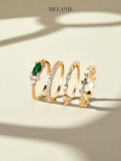 Luxurious Four-Piece Stackable Ring Set