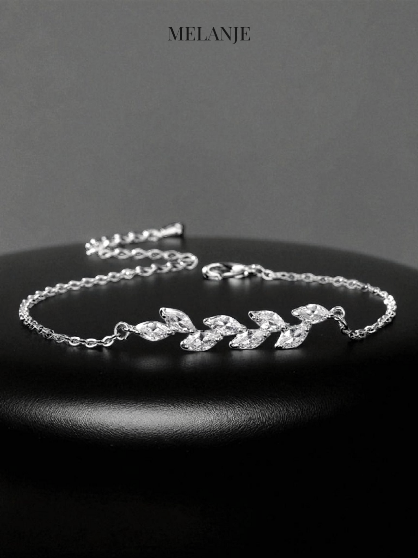 Minimal Leaf-Inspired Adjustable Silver Bracelet