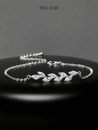 Minimal Leaf-Inspired Adjustable Silver Bracelet