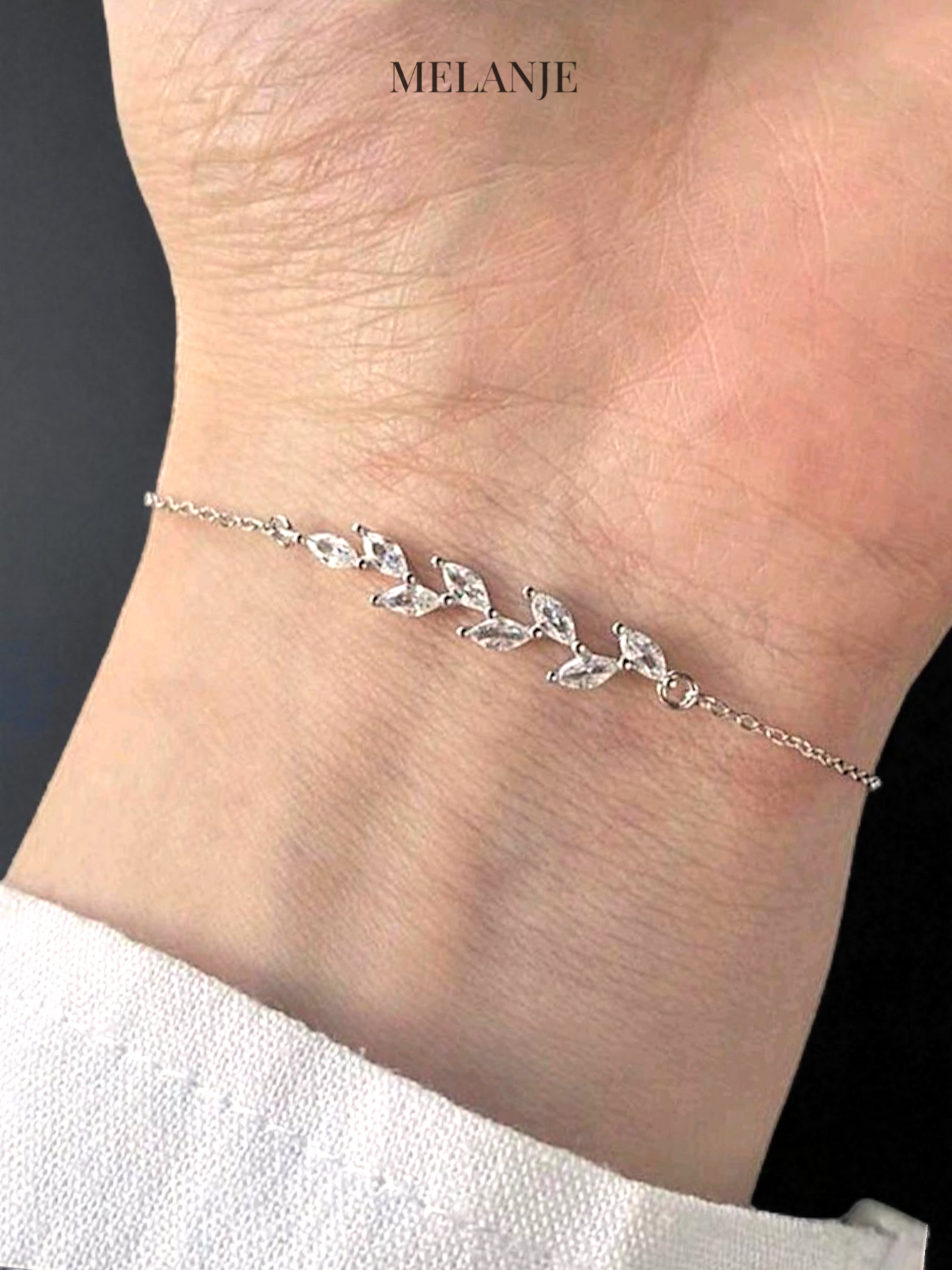 Minimal Leaf-Inspired Adjustable Silver Bracelet