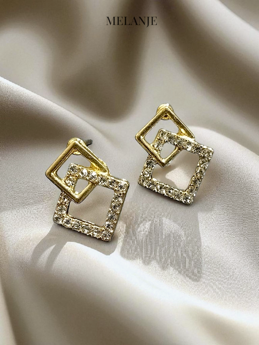 Geometric Diamond-Shaped Stud Earrings