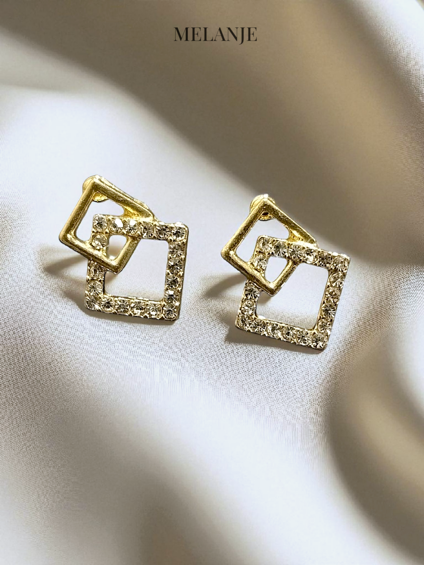 Geometric Diamond-Shaped Stud Earrings