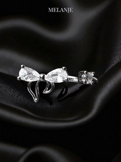 Minimal Bow Cubic Zirconia Adjustable Ring