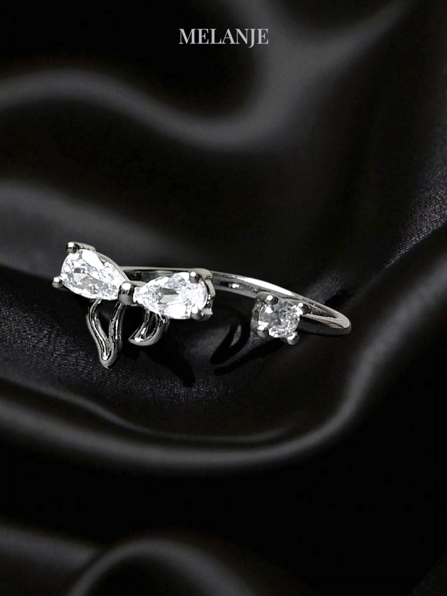 Minimal Bow Cubic Zirconia Adjustable Ring