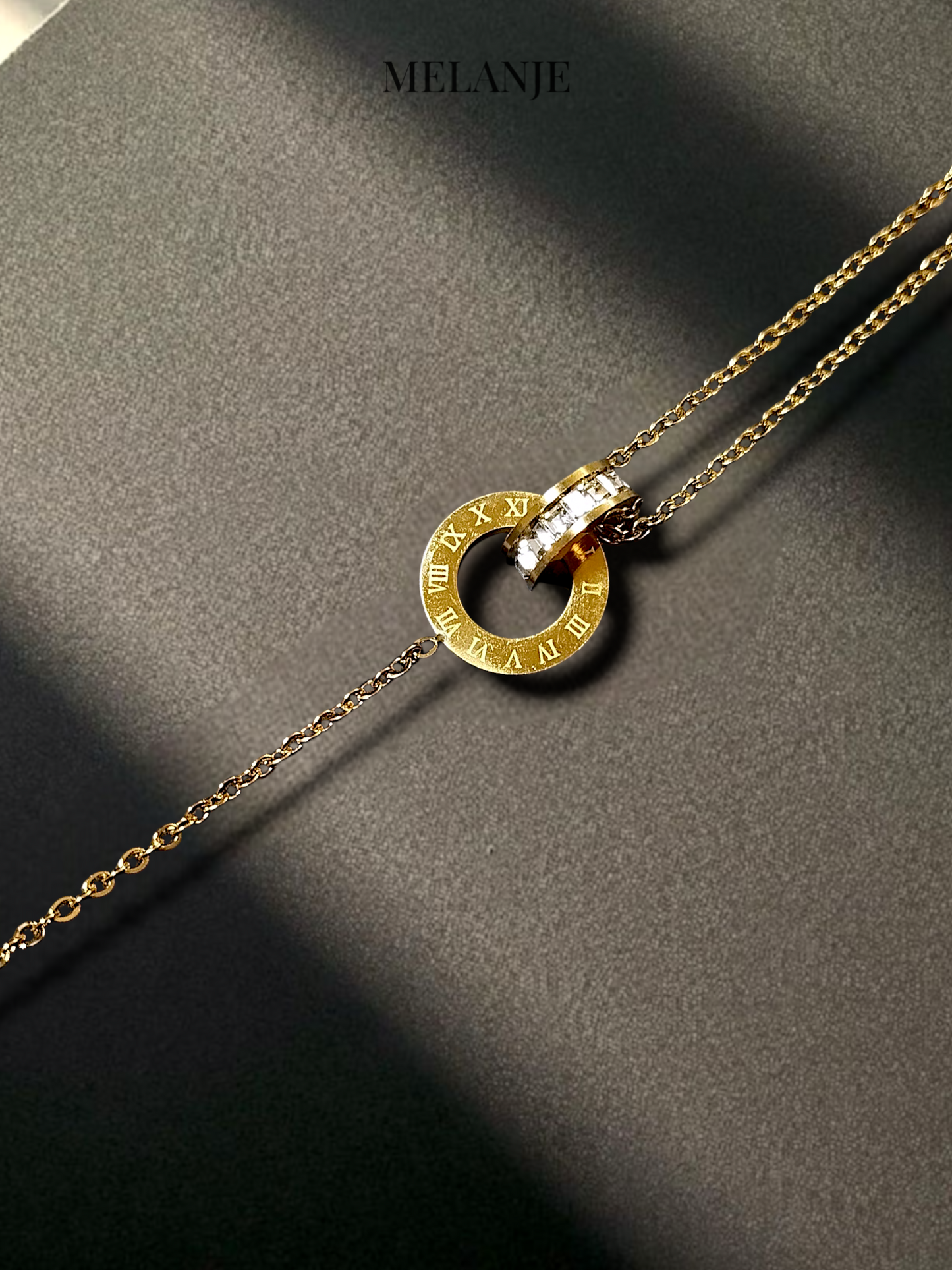 Dual Ring Adjustable Statement Gold Bracelet