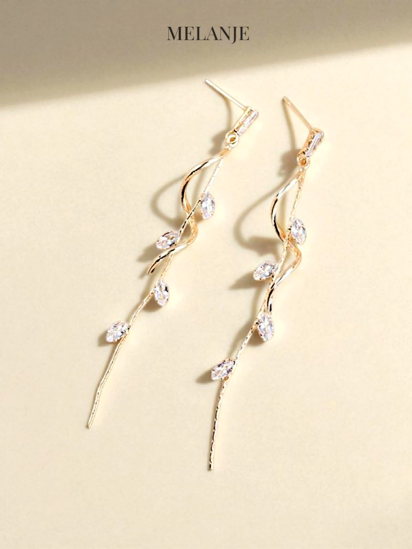 Luxury Leaf Tassel Chain Gold Earrings