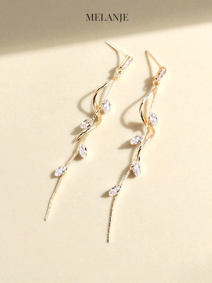 Luxury Leaf Tassel Chain Gold Earrings