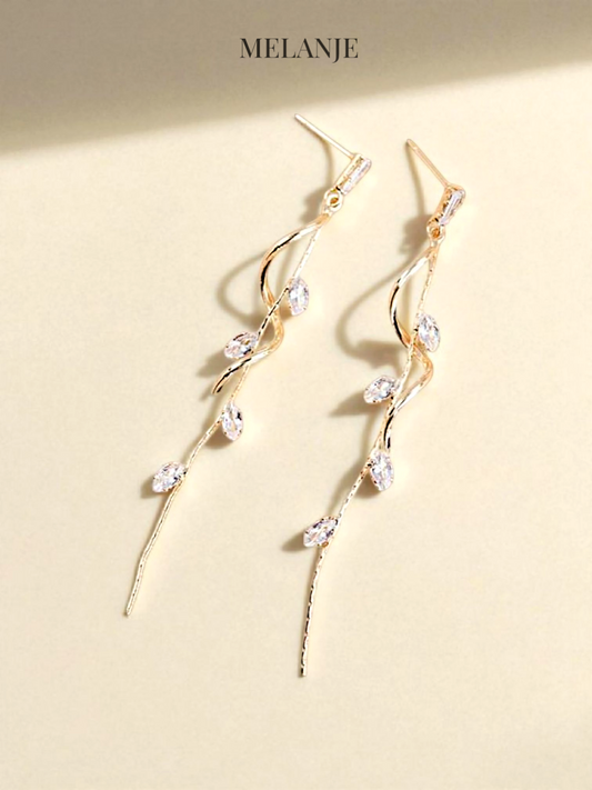 Luxury Leaf Tassel Chain Gold Earrings