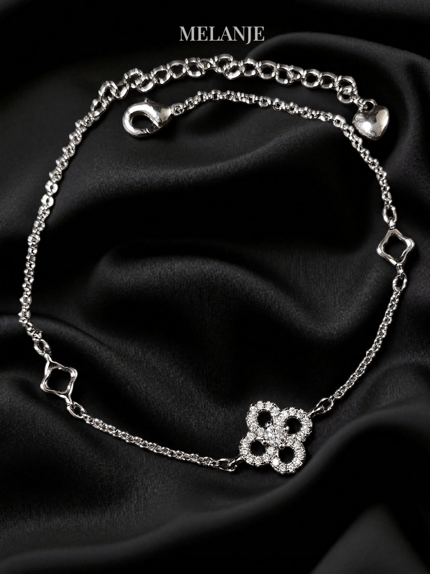 Sterling Silver Adjustable Clover Bracelet