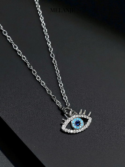 Center Eye Charm Minimal Silver Necklace