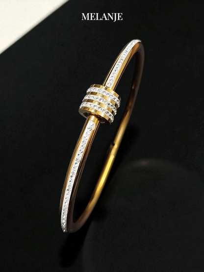 Round Design Cubic Zirconia Statement Cuff Bracelet