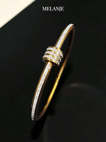 Round Design Cubic Zirconia Statement Cuff Bracelet